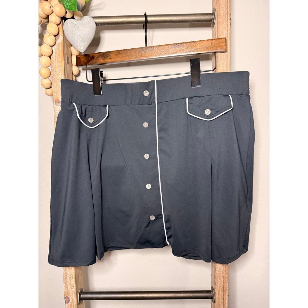 Penguin Black White Stitching Mini Golf Skort Size X Large - Picture 2 of 9